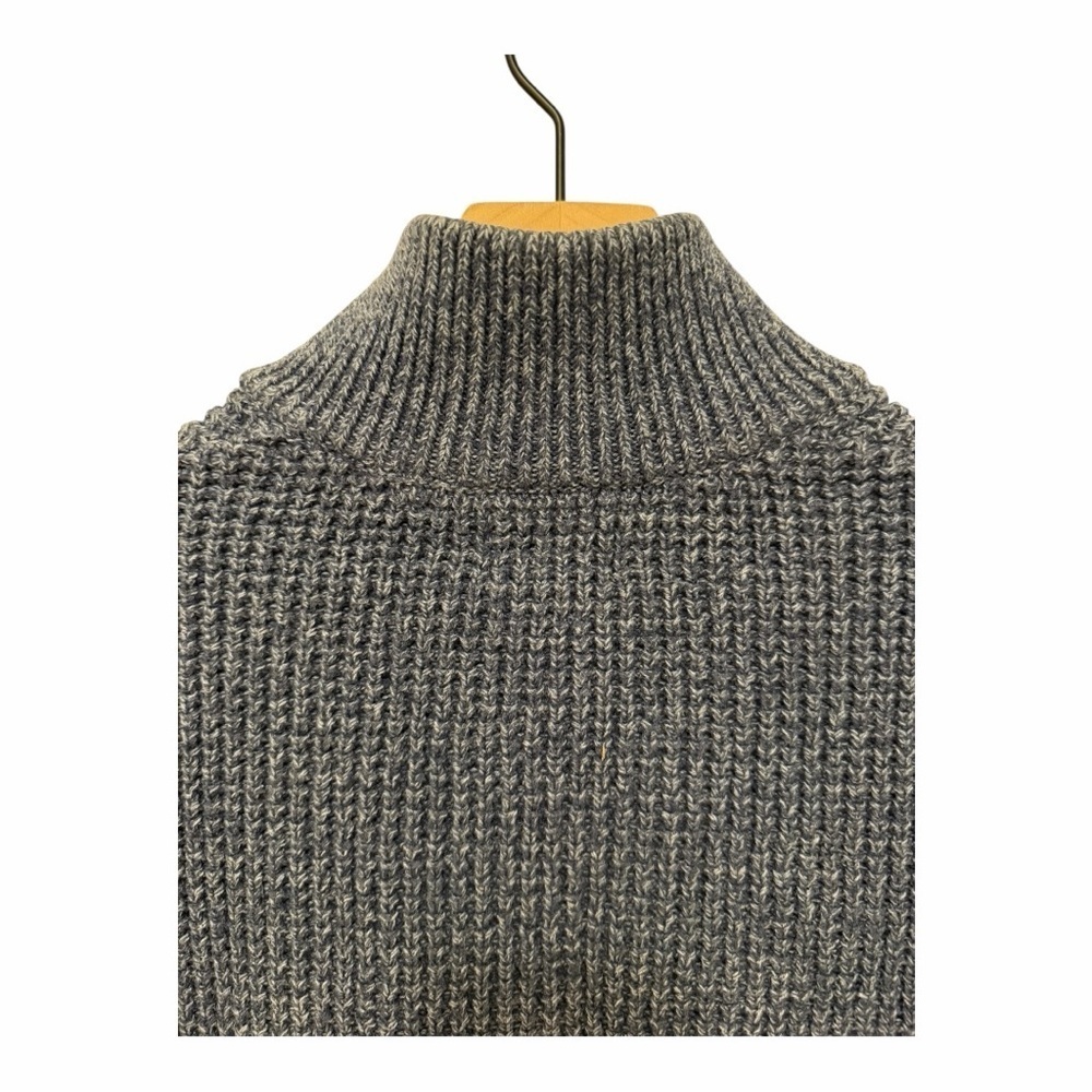 L.L. Bean Blue Organic Cotton Zip Fisherman Heavy Knit Sweater Cardigan Sm Y2K - Picture 7 of 8